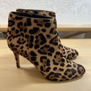 J.Crew Boots Womens Size 10 Brown Leopard Haircalf Ankle Bootie Made Italy